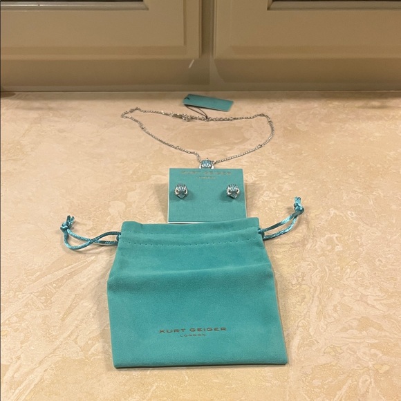 Kurt Geiger Jewelry - Kurt Geiger Silver and Blue Enamel Eagle Head Necklace and Earrings Bundle